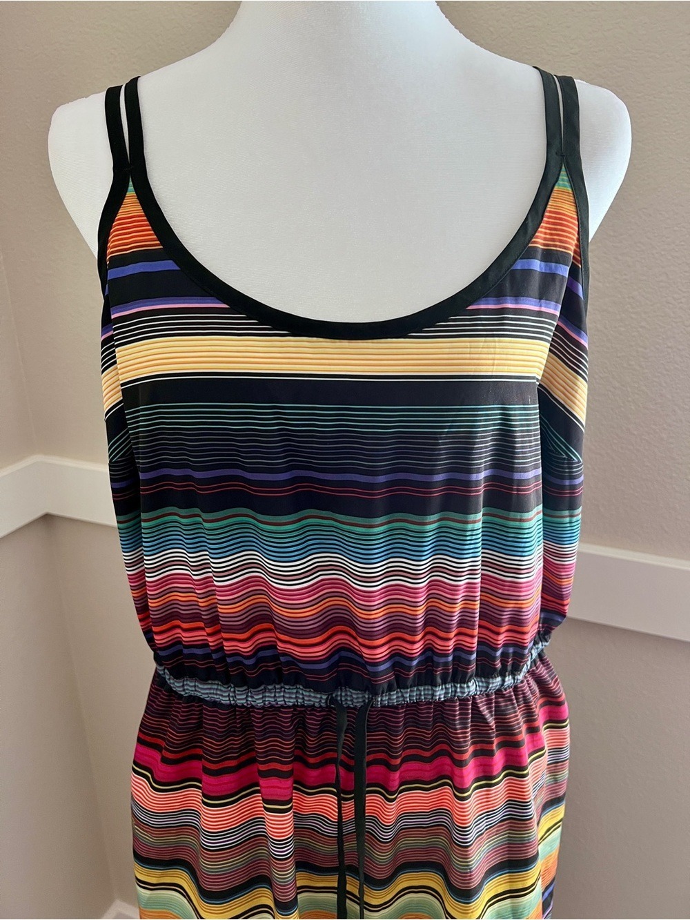 Athleta Havana Rainbow Stripe Midi Dress - Size Large - Picture 3 of 8